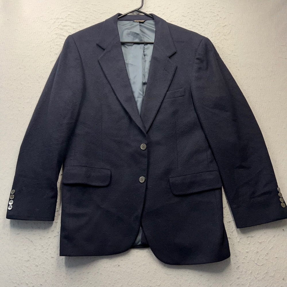 VTG Lord & Taylor Mens Navy Blue 100% Pure Cashmere Blazer Sport Coat USA Made